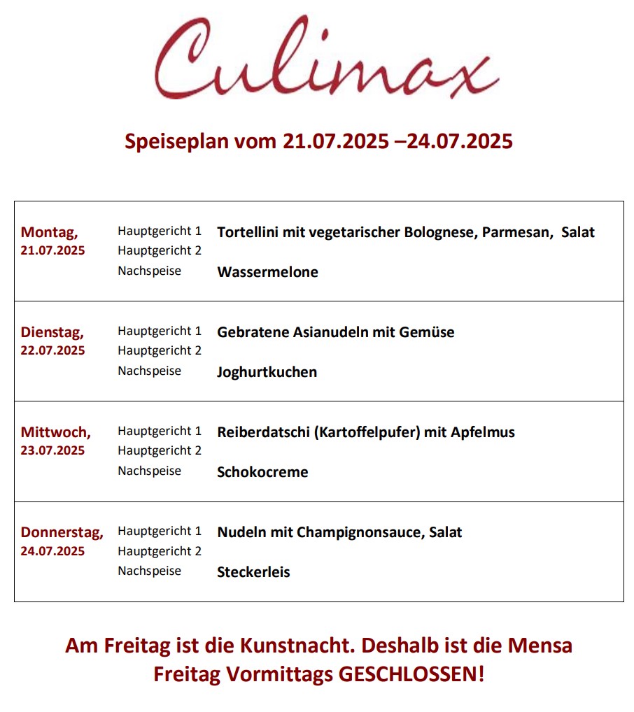 Speiseplan 2025-07-18